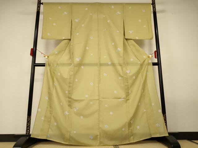 平和屋着物*夏物 小紋 絽 舞花文 洗える着物 AABG2043jd