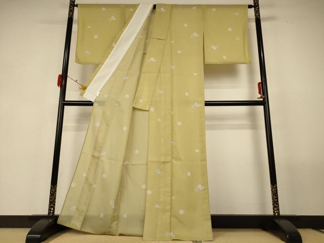 平和屋着物*夏物 小紋 絽 舞花文 洗える着物 AABG2043jd