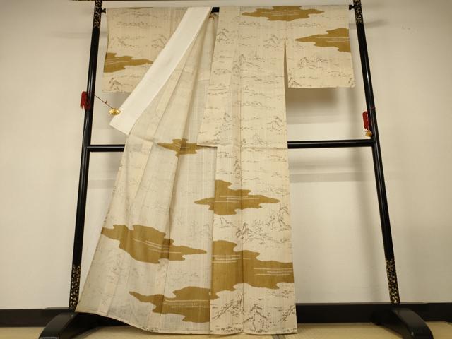 平和屋着物*夏物 二代目 川村久太郎 訪問着 生紬 風景文 正絹 逸品 AABG2064jd