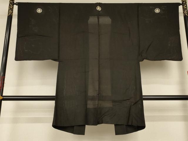 平和屋着物*夏物 男性 羽織 黒紋付 絽 正絹 逸品 AABG2067jd