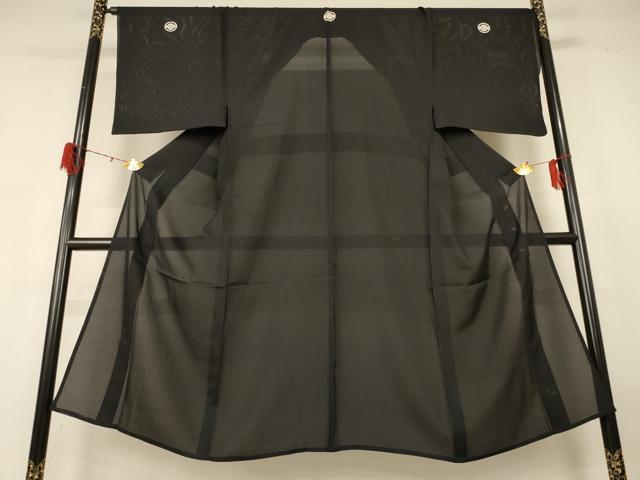 平和屋着物*夏物 男性 黒紋付 絽 正絹 逸品 AABG2068jd
