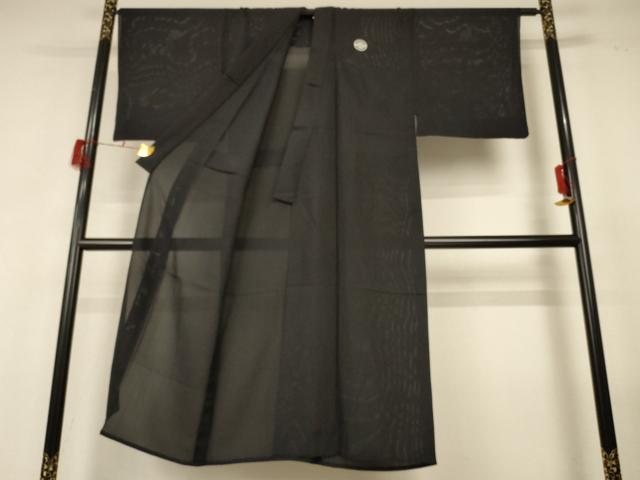 平和屋着物*夏物 男性 黒紋付 絽 正絹 逸品 AABG2068jd