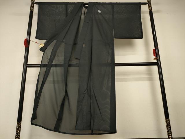 平和屋着物*夏物 男性 黒紋付 絽 正絹 逸品 AABG2070jd