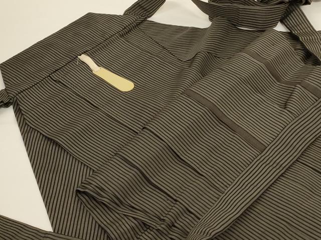 平和屋着物*夏物 男性 馬乗り袴 縞 正絹 逸品 AABG2071jd