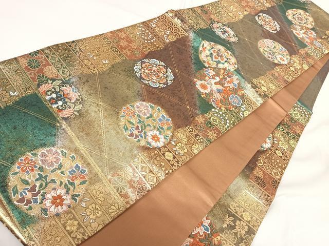 平和屋着物◎六通柄袋帯 唐織 献上正倉院華紋 金糸 正絹 逸品 AABG2084yx