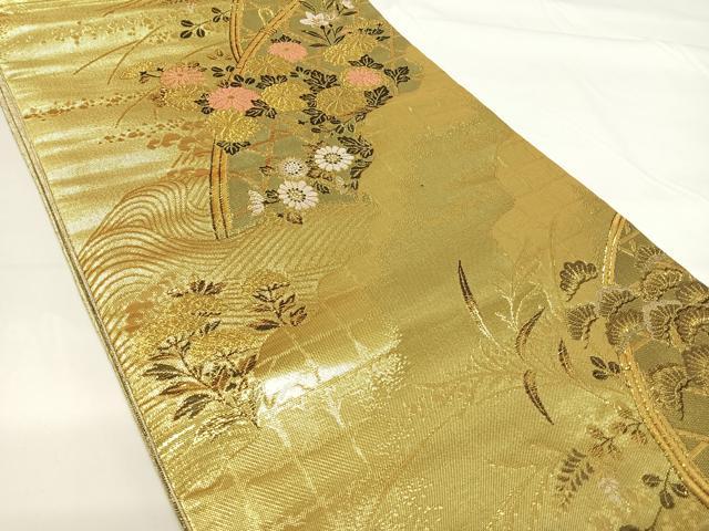 平和屋着物◎佐賀錦 六通柄袋帯 籬花文 金糸 正絹 逸品 AABG2109yx