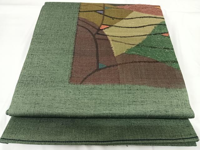 平和屋着物◎太鼓柄袋帯 紬地 幾何学文様 正絹 逸品 AABG2118yx