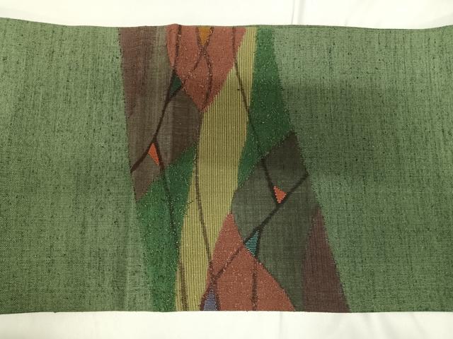 平和屋着物◎太鼓柄袋帯 紬地 幾何学文様 正絹 逸品 AABG2118yx