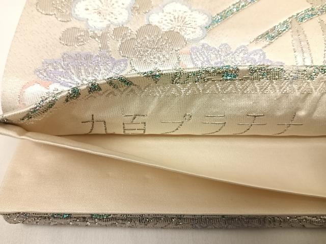 平和屋着物◎六通柄袋帯 唐織 九百プラチナ 花車文 正絹 逸品 AABG2141yx