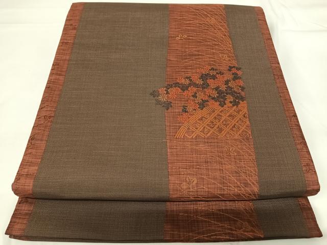 平和屋着物◎六通柄袋帯 古今絵巻 紹巴帯 草花文 正絹 逸品 AABG2142yx