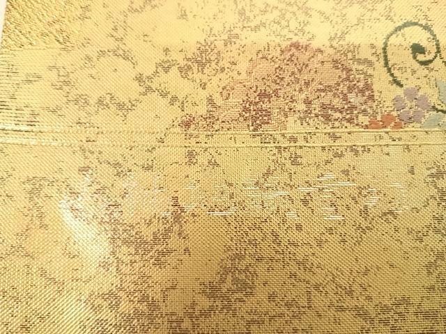 平和屋着物◎西陣 六通柄袋帯 唐織 小袖地紙重ね 金糸 正絹 逸品 AABG2173yx