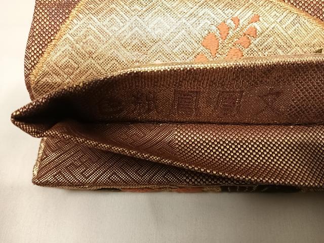 平和屋着物◎本佐賀唐織 六通柄袋帯 色紙鳳凰文 金糸 正絹 逸品 AABG2183yx