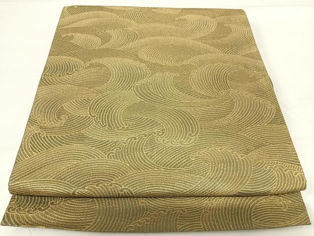 平和屋着物◎六通柄袋帯 立波文 金糸 三越扱い 正絹 逸品 AABG2186yx