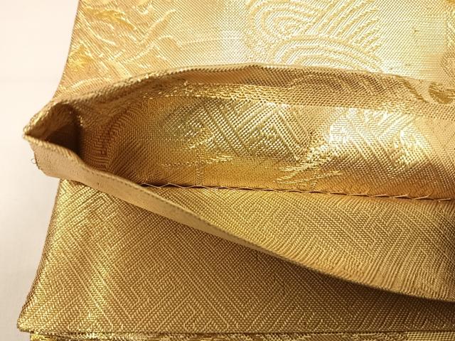 平和屋着物◎佐賀錦 六通柄袋帯 千寿 花菱文 金糸 正絹 逸品 AABG2193yx