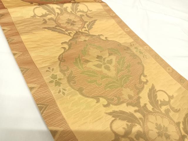 平和屋着物◎六通柄袋帯 立涌花文 正絹 逸品 AABG2208yx