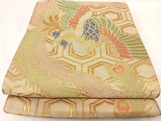 平和屋着物◎六通柄袋帯 鳳凰 金銀糸 正絹 逸品 AABG2224yx