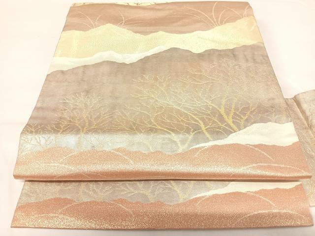 平和屋着物◎九寸名古屋帯 風景文 金銀糸 正絹 逸品 AABG2232yx