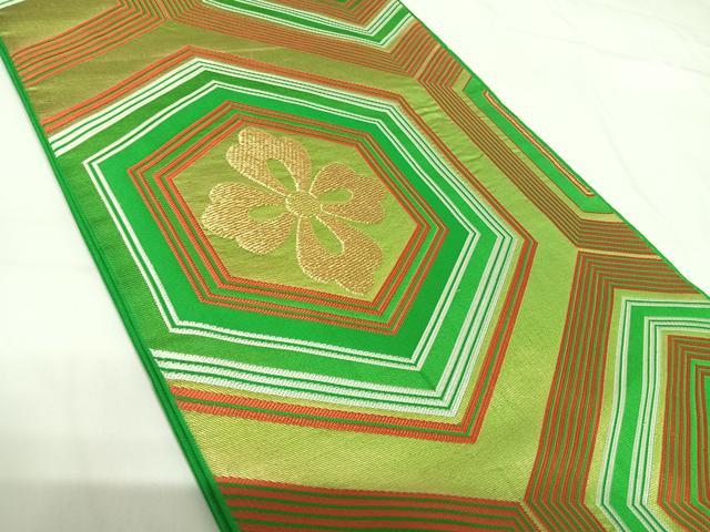 平和屋着物◎西陣 川島織物 六通柄 本袋帯 亀甲花文 金糸 正絹 逸品 AABG2239yx