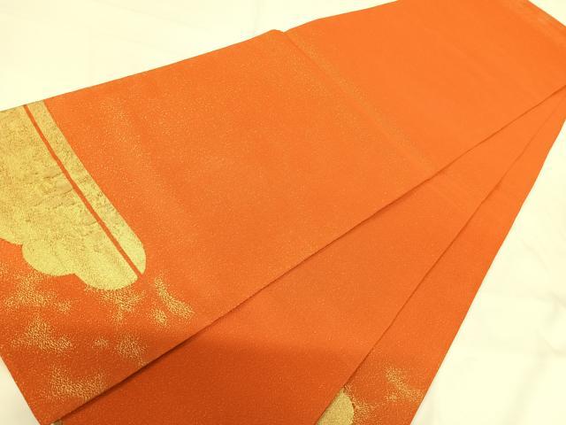 平和屋着物◎綴れ 太鼓柄袋帯 雲取り箔散らし文様 金銀糸 正絹 逸品 AABG2299yx