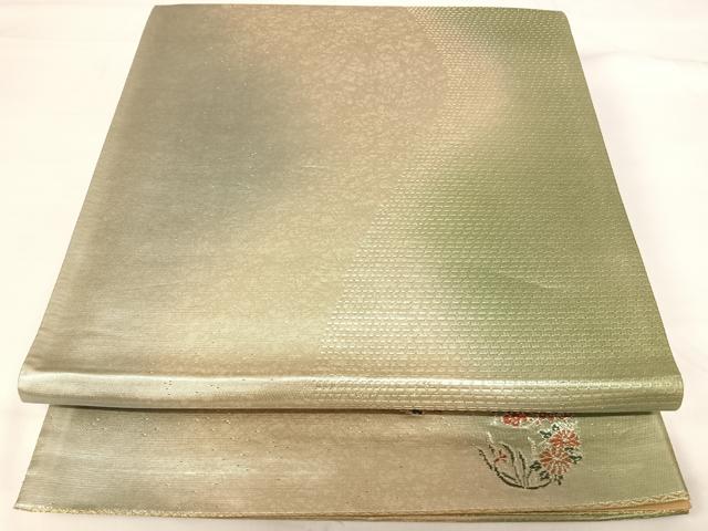 平和屋着物◎六通柄袋帯 霞文 銀糸 正絹 逸品 AABG2304yx