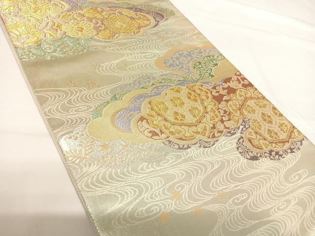 平和屋着物◎六通柄袋帯 慶雅 祥雲流水文 金銀糸 正絹 逸品 AABG2319yx