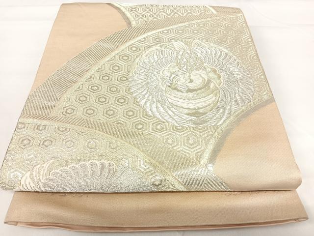 平和屋着物◎六通柄袋帯 唐織 鳳凰 パールゴールド 純プラチナ箔 正絹 逸品 AABG2344yx