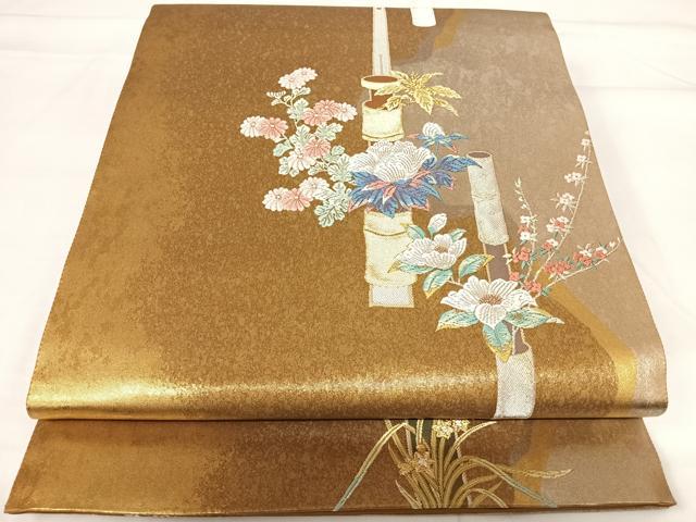 平和屋着物◎TOKI志すい キモノモードオリジナルブランド 六通柄袋帯 唐織 飾花文 金銀糸 正絹 逸品 AABG2346yx