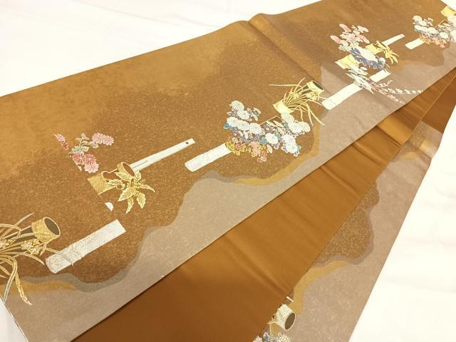 平和屋着物◎TOKI志すい キモノモードオリジナルブランド 六通柄袋帯 唐織 飾花文 金銀糸 正絹 逸品 AABG2346yx