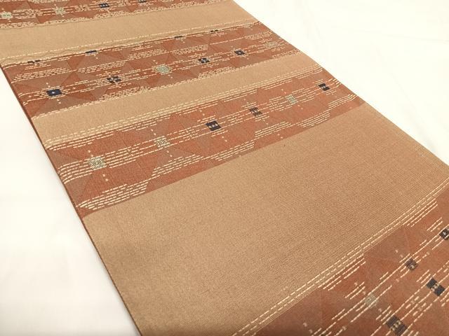 平和屋着物◎六通柄袋帯 横段文 正絹 逸品 AABG2376yx
