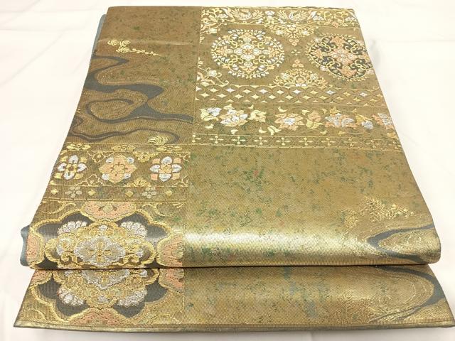 平和屋着物◎六通柄袋帯 花鳥文 金銀糸 正絹 逸品 AABG2382yx