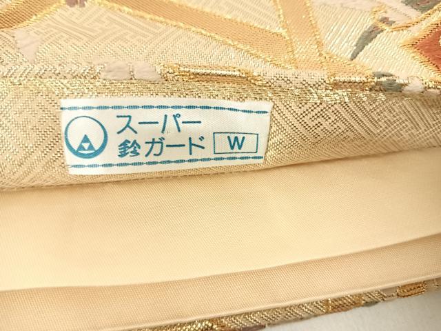 平和屋着物◎六通柄袋帯 唐織 花鳥文 金糸 正絹 逸品 AABG2391yx