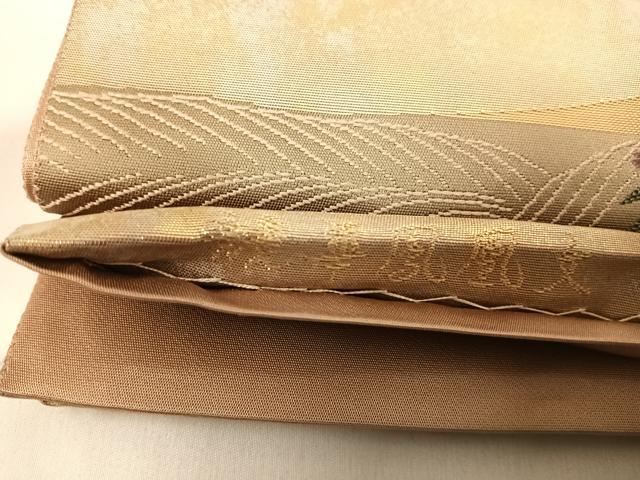 平和屋着物◎太鼓柄袋帯 唐織 競華鳳凰文 金糸 正絹 逸品 AABG2402yx