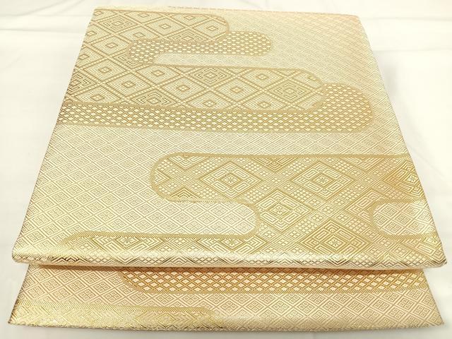平和屋着物◎佐賀錦 全通柄袋帯 エ霞文様 金糸 正絹 逸品 AABG2414yx