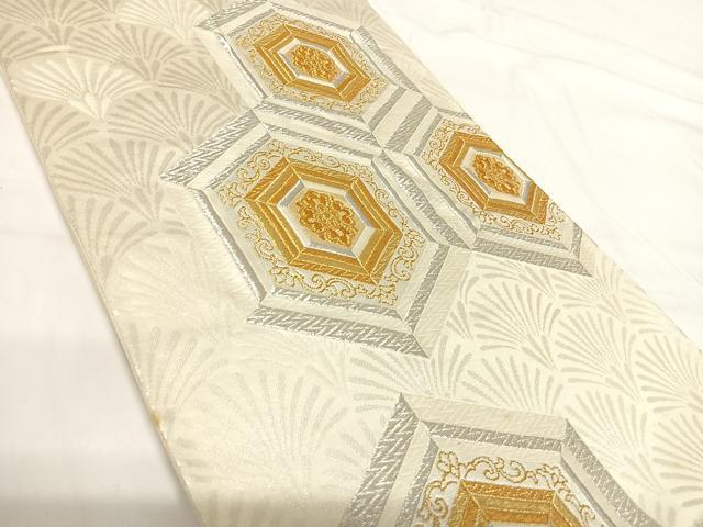 平和屋着物◎六通柄袋帯 亀甲花文 金銀糸 正絹 逸品 AABG2419yx