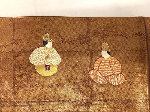 平和屋着物◎太鼓柄袋帯 人物文 金糸 正絹 逸品 AABG2431yx