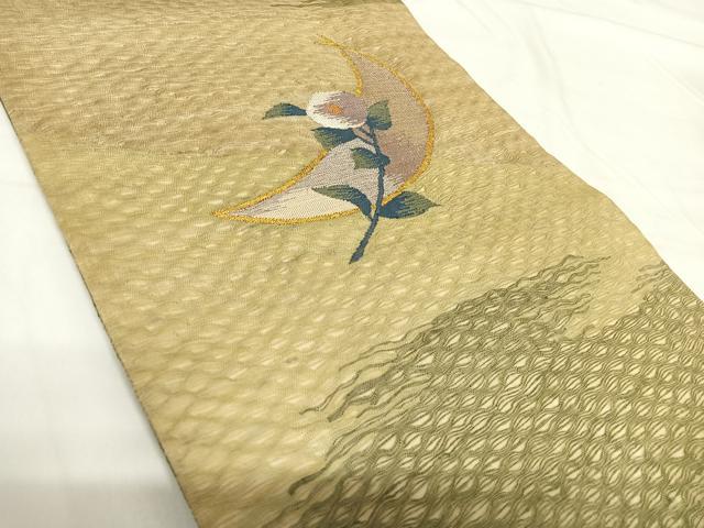 平和屋着物◎太鼓柄袋帯 草花文 正絹 逸品 AABG2435yx