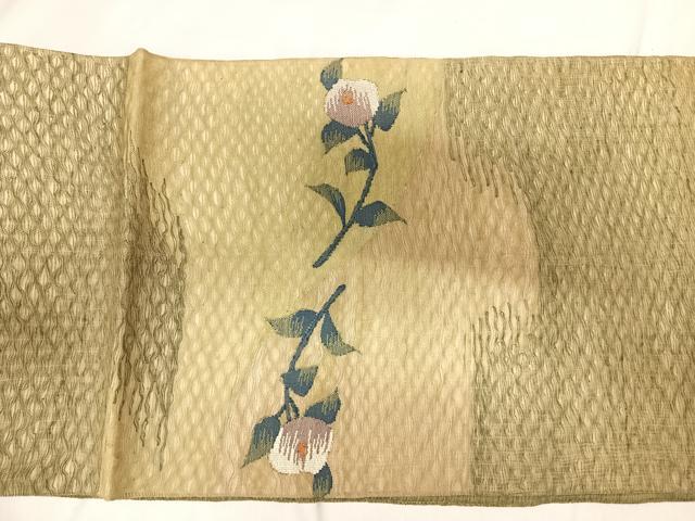 平和屋着物◎太鼓柄袋帯 草花文 正絹 逸品 AABG2435yx