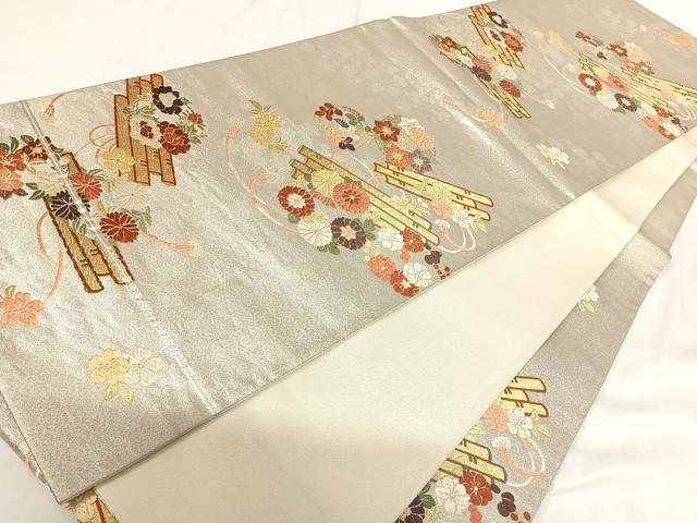平和屋着物◎六通柄袋帯 唐織 花筏 金銀糸 鈴乃屋扱い 正絹 逸品 AABG2440yx