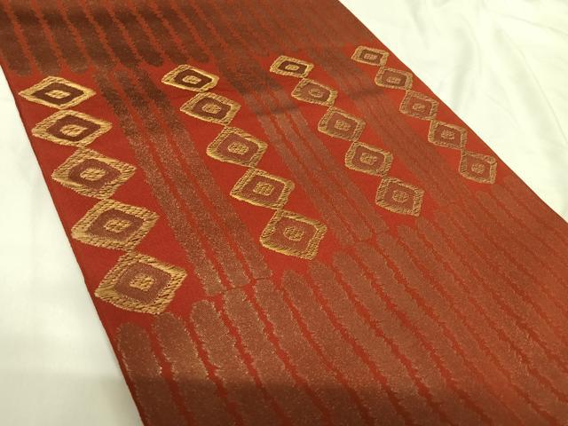 平和屋着物◎太鼓柄袋帯 幾何学文様 金糸 正絹 逸品 AABG2470yx