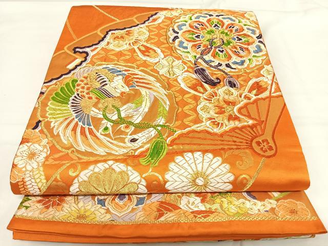 平和屋着物◎六通柄袋帯 唐織 鏡裏花文 金糸 正絹 逸品 AABG2496yx