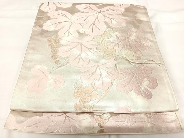 平和屋着物◎六通柄袋帯 葡萄蔦の葉文 金銀糸 正絹 逸品 AABG2510yx