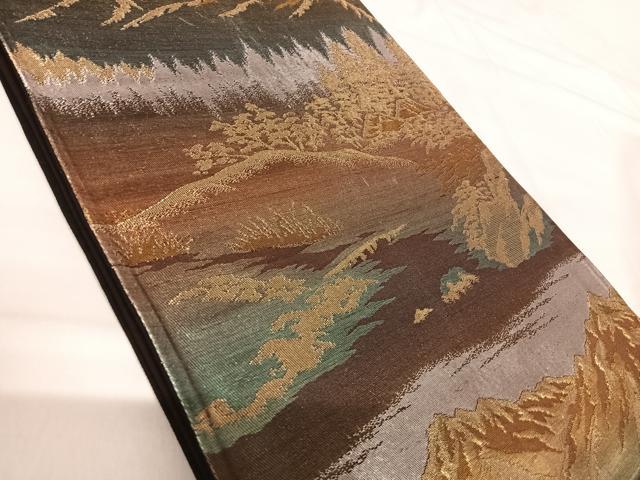平和屋着物◎六通柄袋帯 遠山文 金銀糸 正絹 逸品 AABG2516yx