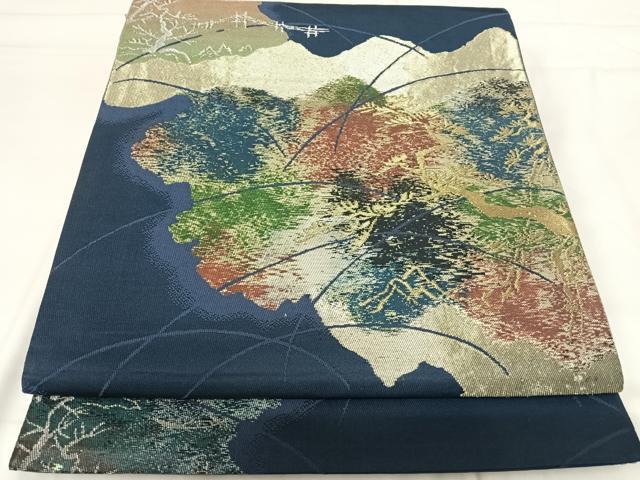 平和屋着物◎六通柄袋帯 道長文 金銀糸 正絹 逸品 AABG2518yx