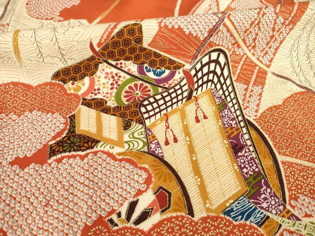 平和屋着物■上質な小紋 御所車文 金彩 正絹 逸品 AABG2527ck