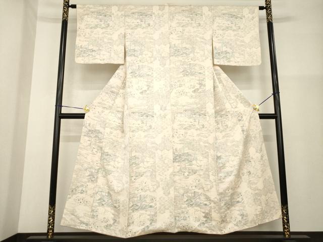 平和屋着物■上質な小紋 人物風景文 正絹 逸品 AABG2529ck