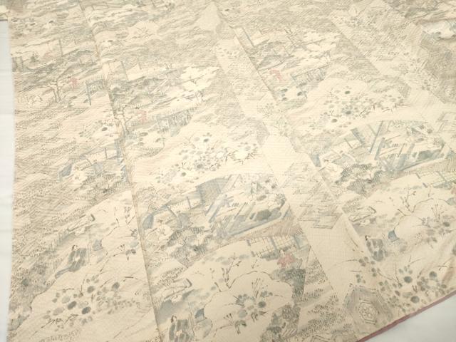 平和屋着物■上質な小紋 人物風景文 正絹 逸品 AABG2529ck