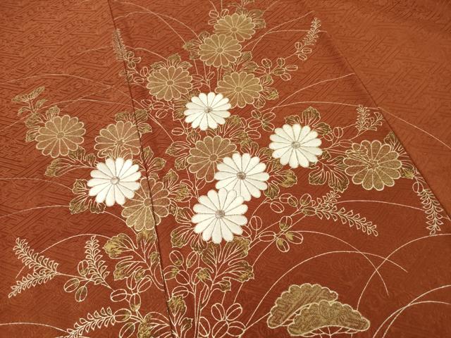 平和屋着物■豪華色留袖 刺繍 草花文 金彩 正絹 逸品 AABG2530ck