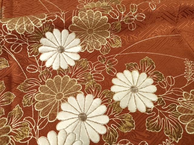 平和屋着物■豪華色留袖 刺繍 草花文 金彩 正絹 逸品 AABG2530ck