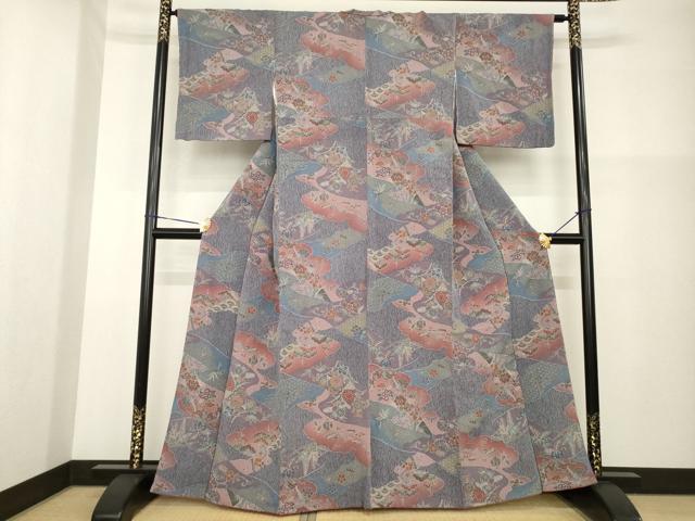 平和屋着物■上質な小紋 吉祥宝尽くし花文 正絹 逸品 AABG2548ck