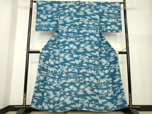 平和屋着物■上質な小紋 草花文 正絹 逸品 AABG2553ck